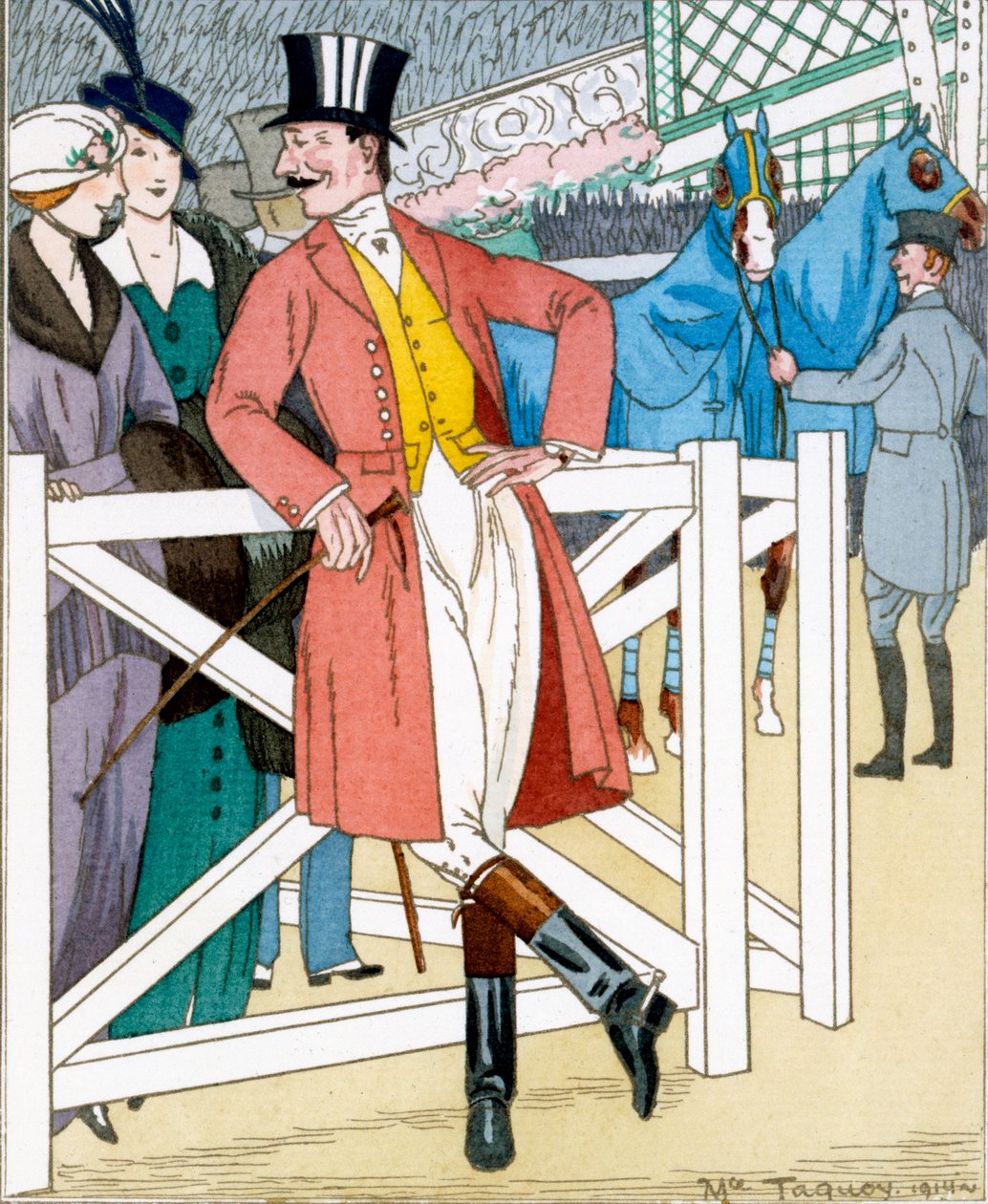 "Gazette du Bon Ton": Nr. 4, Les Propos Desobligeants, tenue voor het Concours Hippique door Maurice Taquoy