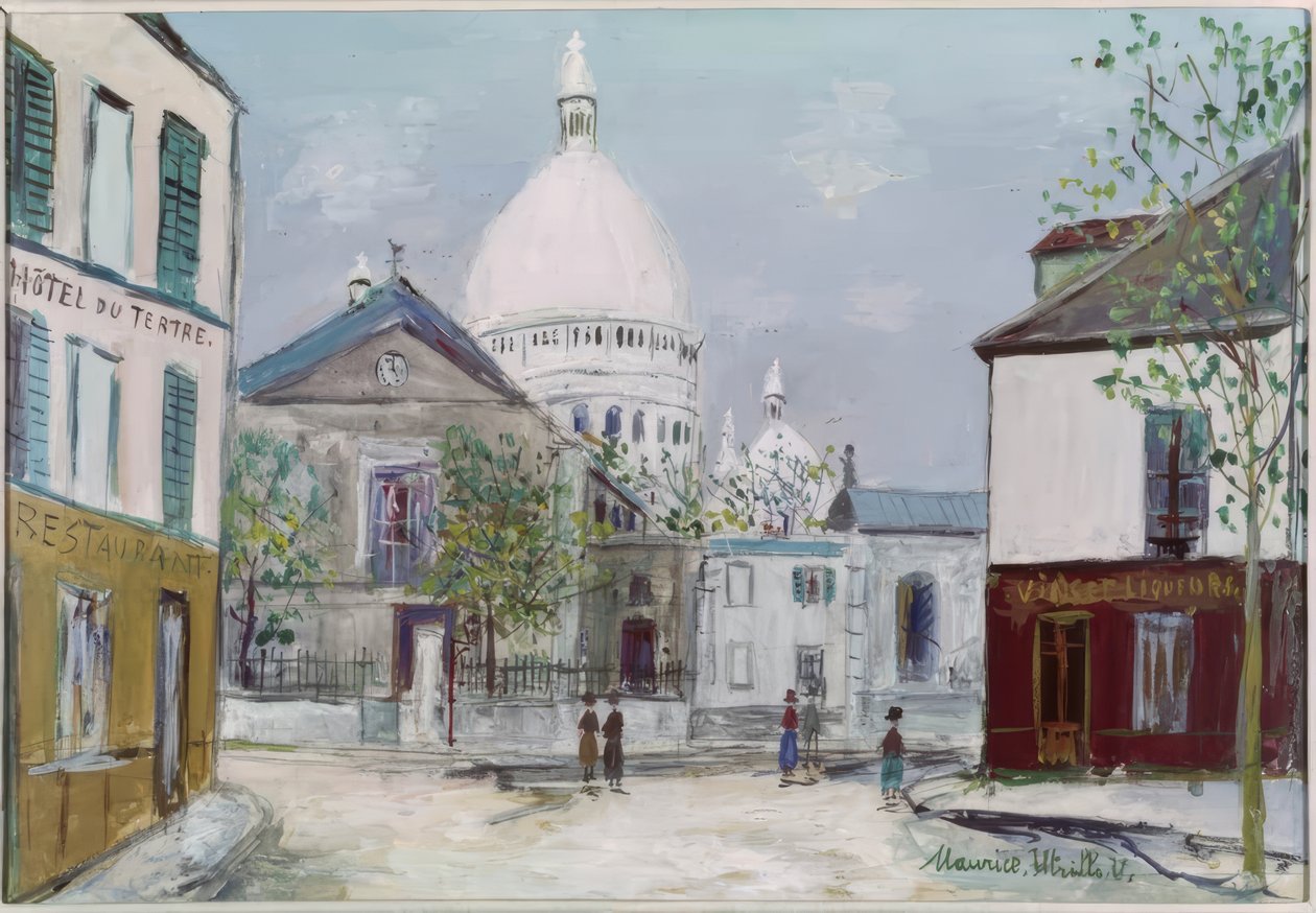 Place du Tertre en de Sacré-Coeur door Maurice Utrillo