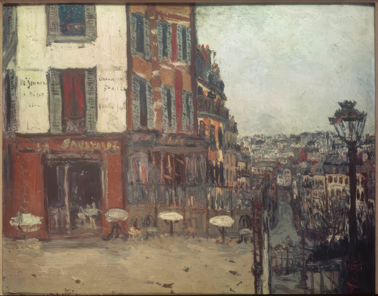 Terras in de Rue Muller door Maurice Utrillo