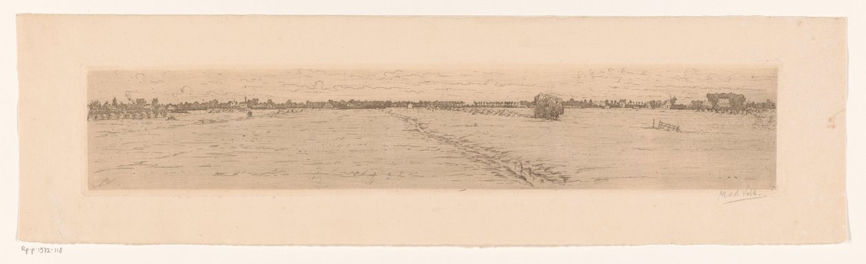 Weidelandschap met hooiwagen door Maurits van der Valk (signed by artist)