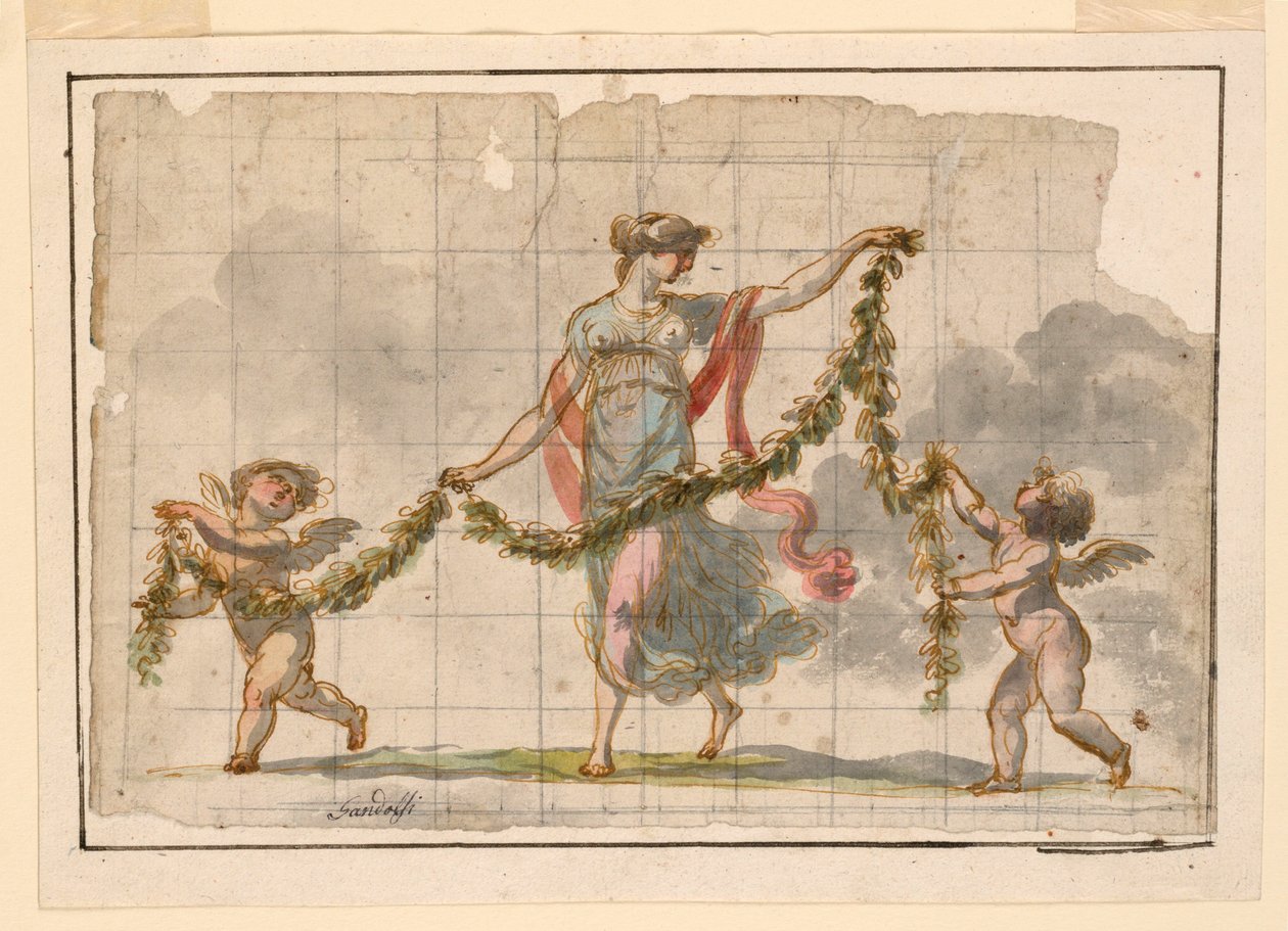Tekening, muurschildering, ca. 1820 door Mauro Gandolfi