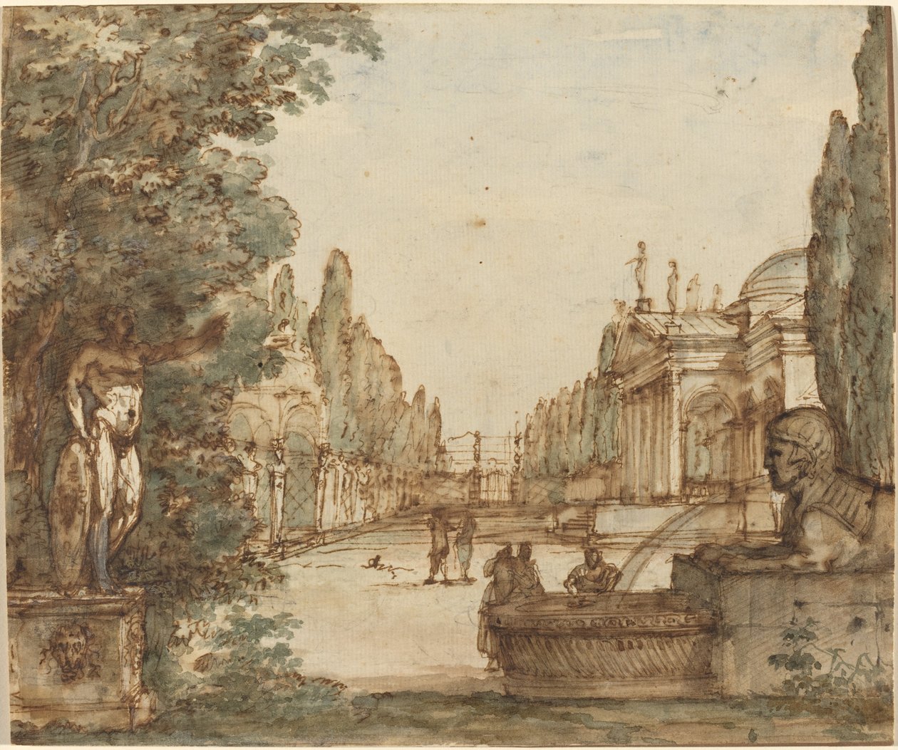 Capriccio met een Palladiaanse villa door Mauro Antonio Tesi