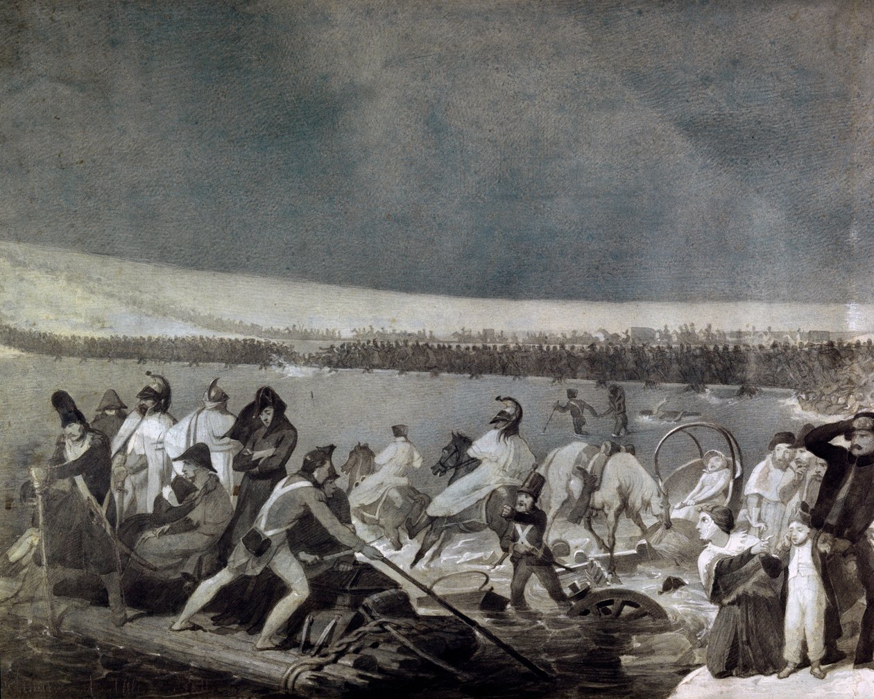 Terugtocht uit Rusland (1812): de oversteek van de Berezina door het Franse leger op 28 november door Mauro Conconi