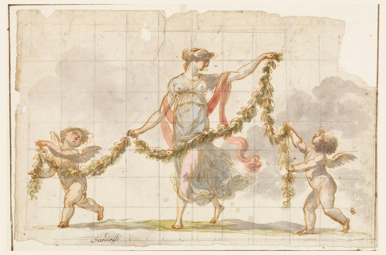 Tekening, Muurschildering, ca. 1820 door Mauro Gandolfi