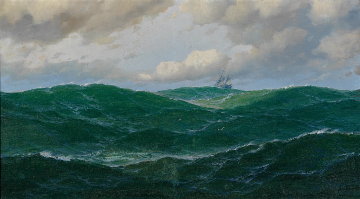 Schip op Ruige Zee door Max Jensen