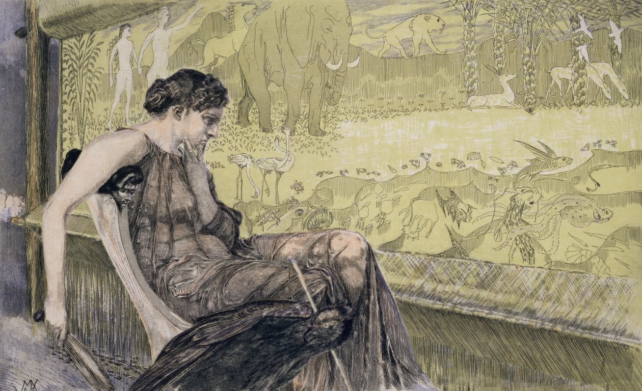 Penelope weeft een lijkwade voor Laertes haar schoonvader terwijl ze wacht op de terugkeer van haar man Odysseus, 1895 door Max Klinger