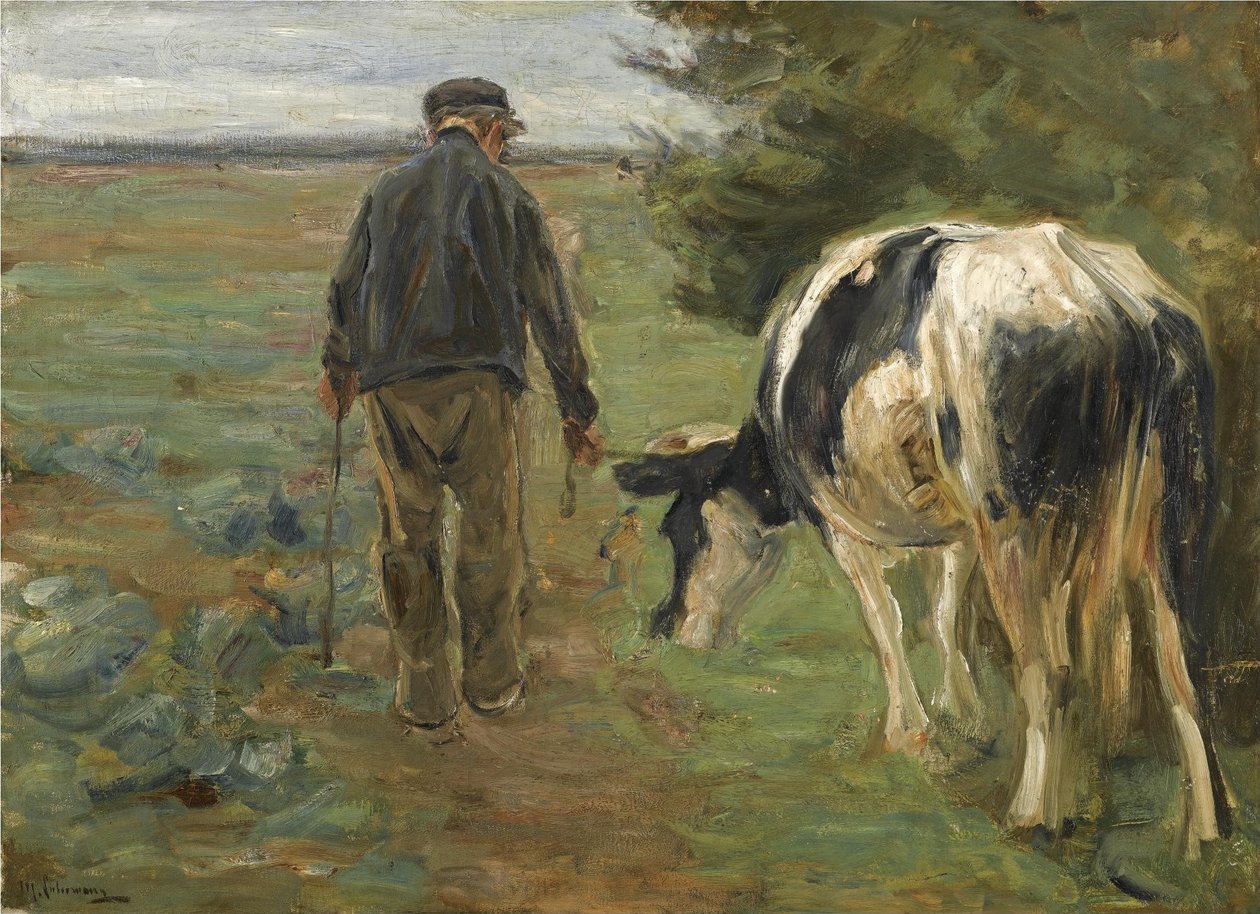 Boer met koe door Max Liebermann