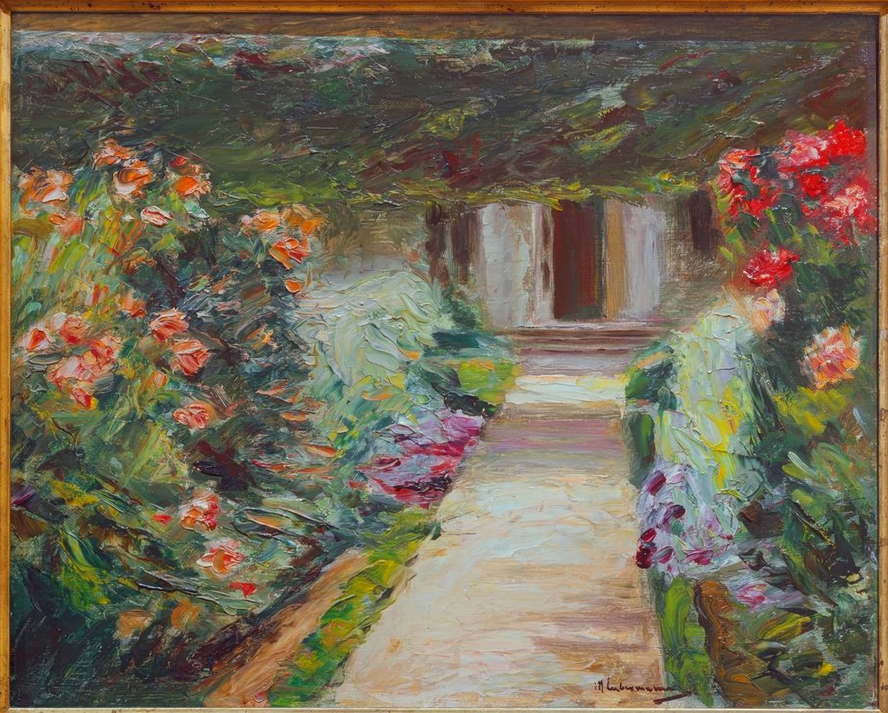 De moestuin naar het noordoosten - Bloemenperken door Max Liebermann