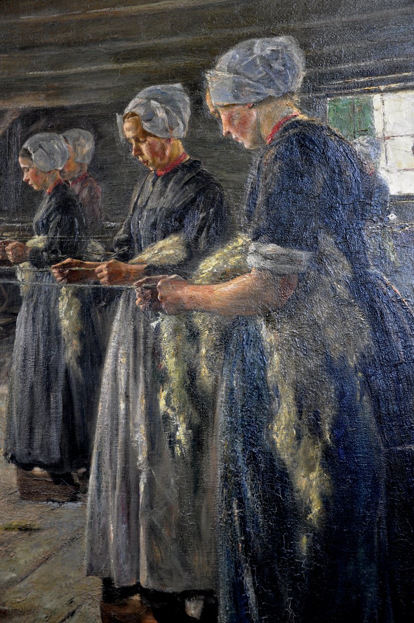 Vlas schuur in Laren 1887 door Max Liebermann