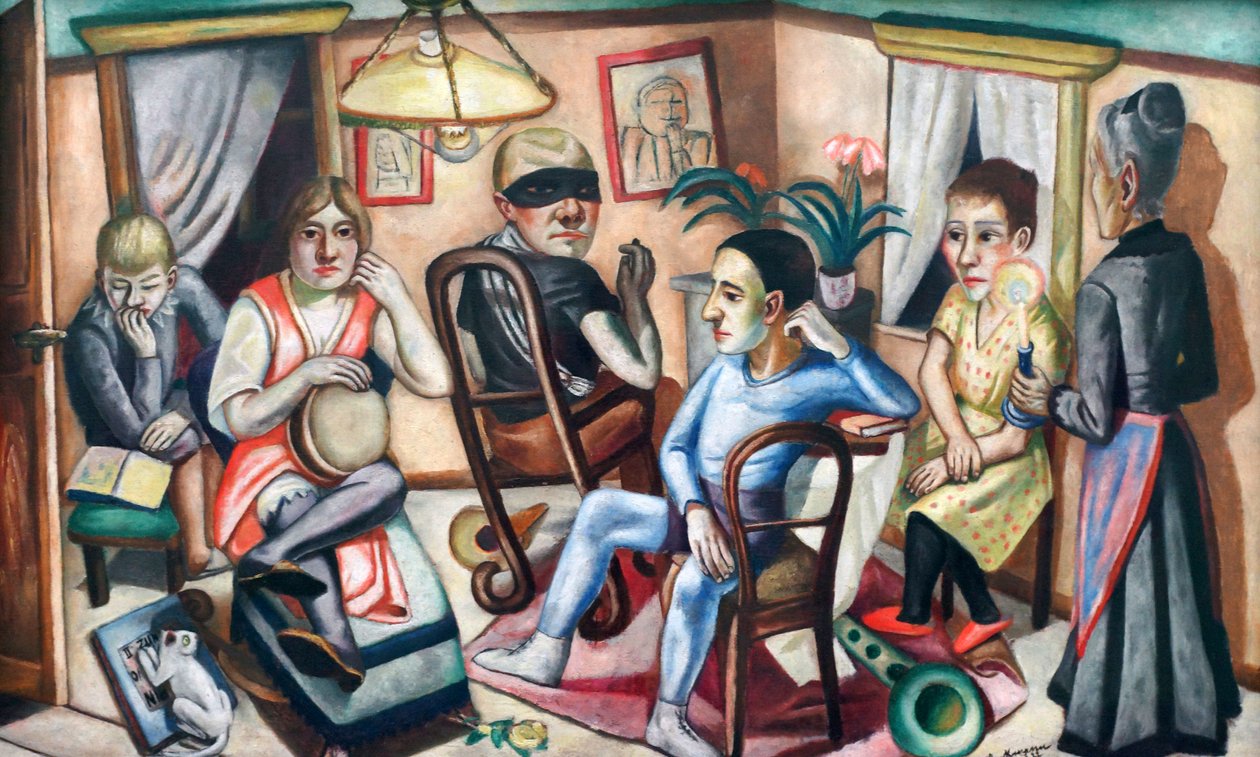 Voor het gemaskerde bal door Max Beckmann