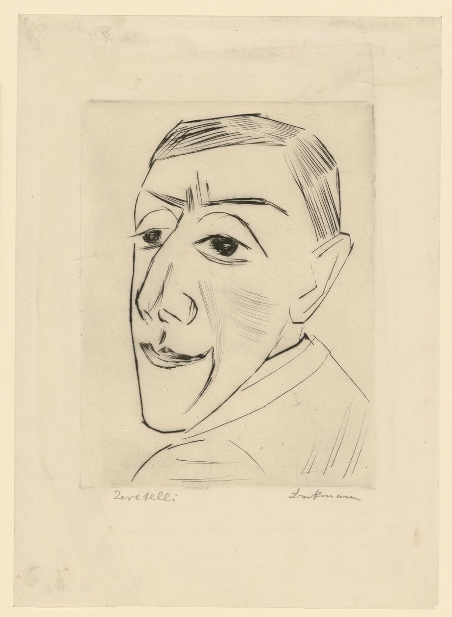 Portret van de acteur N. M. Zeretelli (blad 4 uit: De derde Ganymedes-map) door Max Beckmann