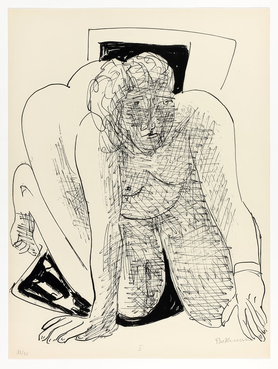 Kruipende vrouw, plaat vijf uit Day and Dream door Max Beckmann