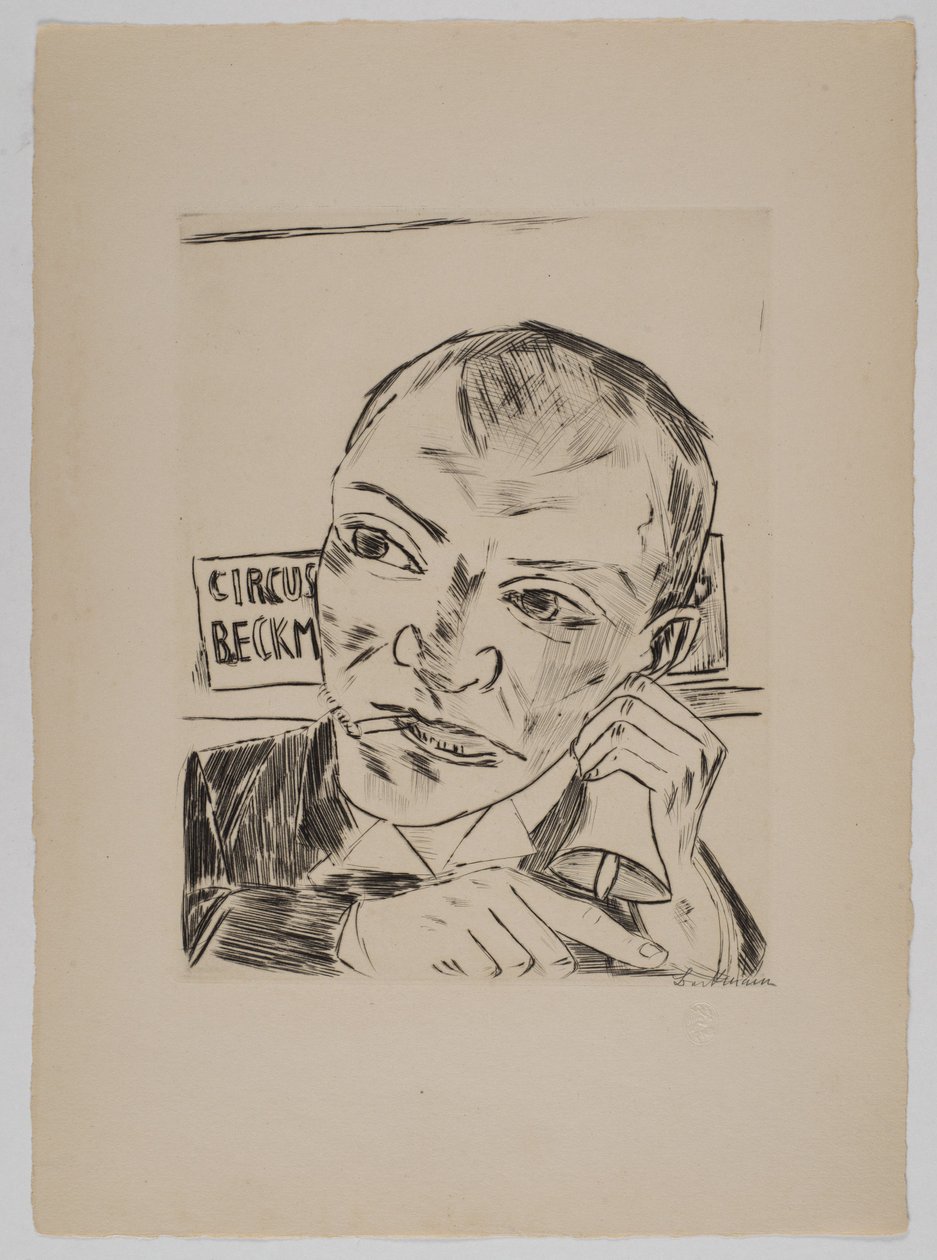 De omroeper (Zelfportret) door Max Beckmann
