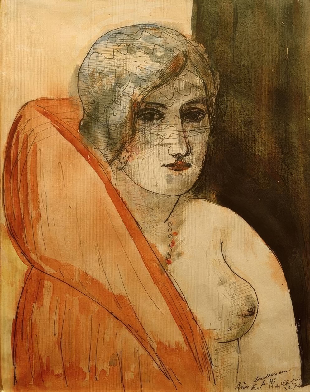 Vrouw in Bont door Max Beckmann
