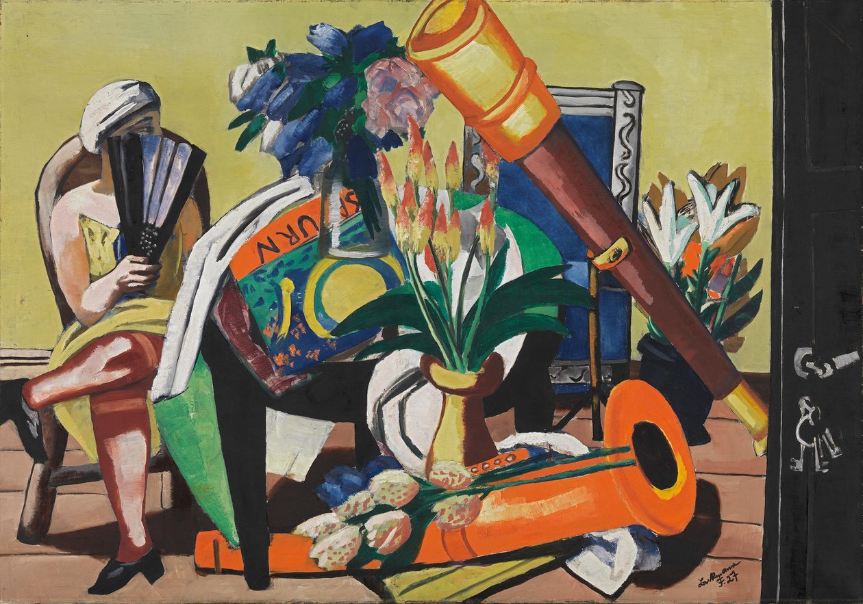 Groot stilleven met telescoop door Max Beckmann