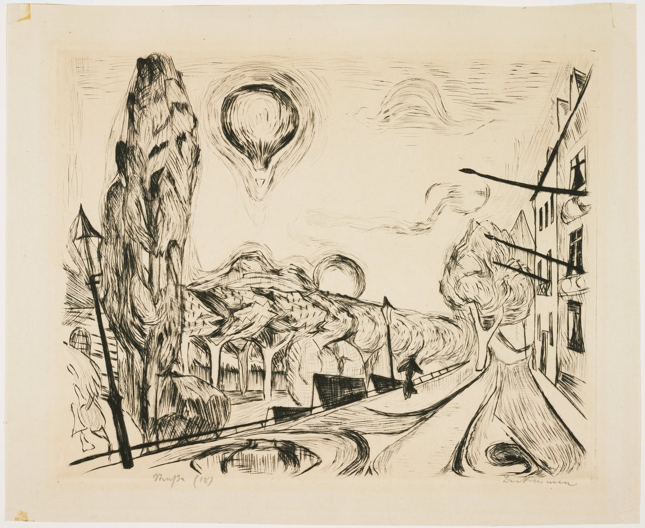 Landschap met ballon door Max Beckmann