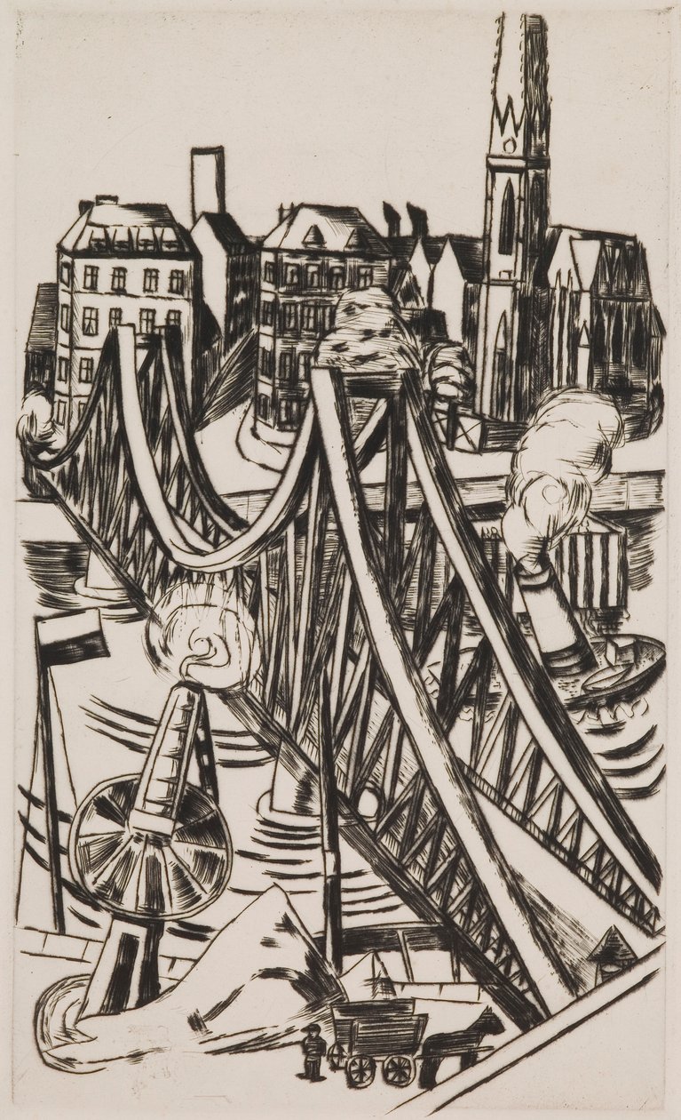Grote Brug (Eiserner Steg in Frankfurt am Main) door Max Beckmann