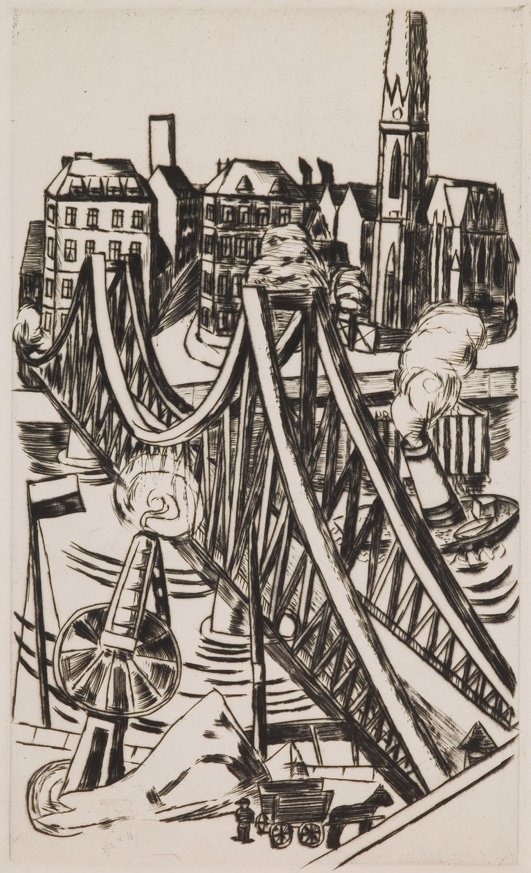 Grote brug ("Eiserner Steg" in Frankfurt am Main) door Max Beckmann