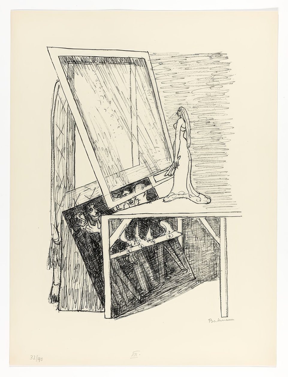 Magische spiegel, plaat 13 uit Dag en Droom door Max Beckmann