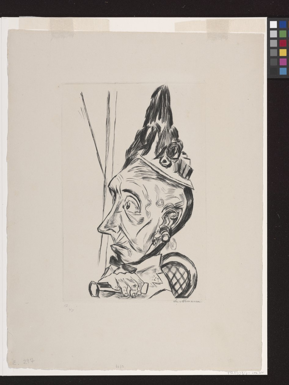 Oude vrouw met kapje door Max Beckmann