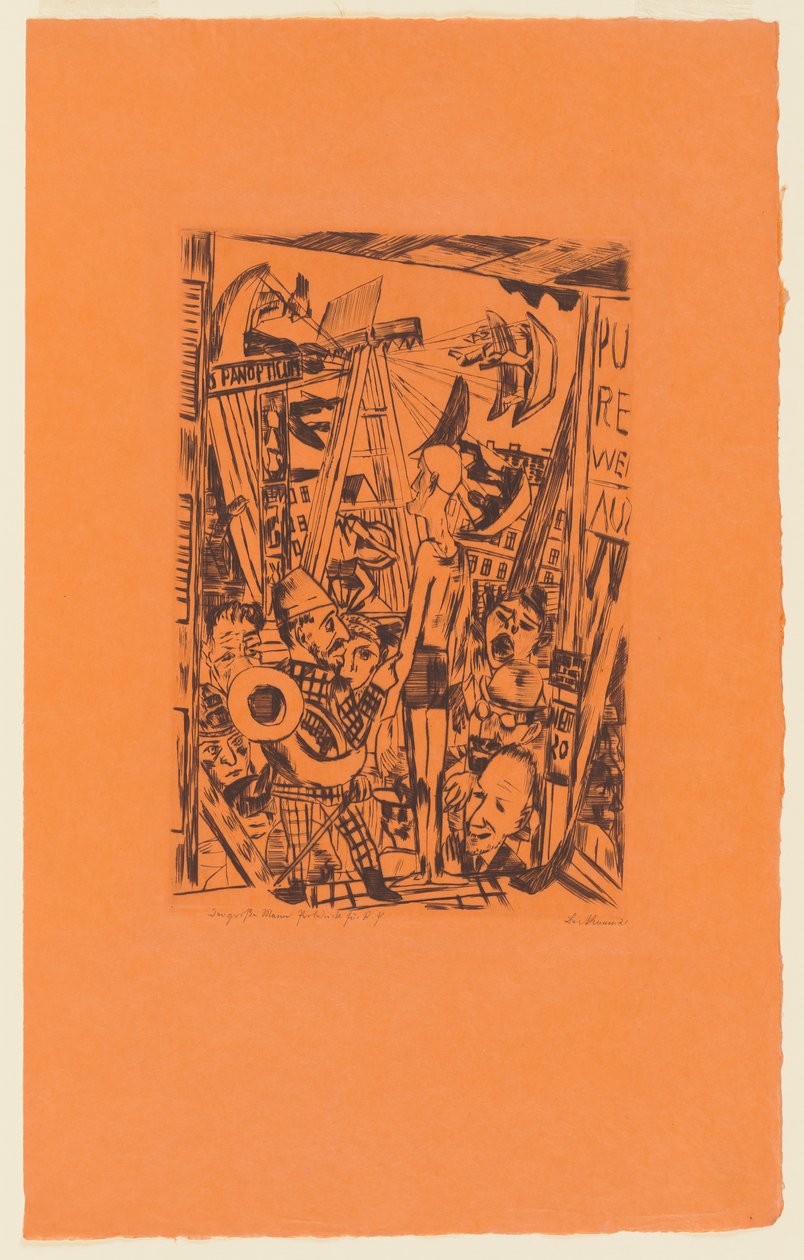 Tafel 5 der Serie: Jährlicher Jahrmarkt door Max Beckmann