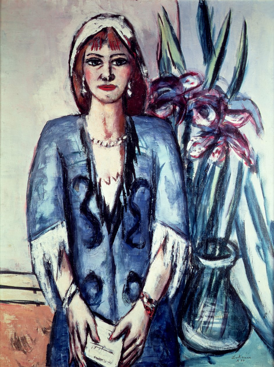Quappi in Blauw en Grijs door Max Beckmann