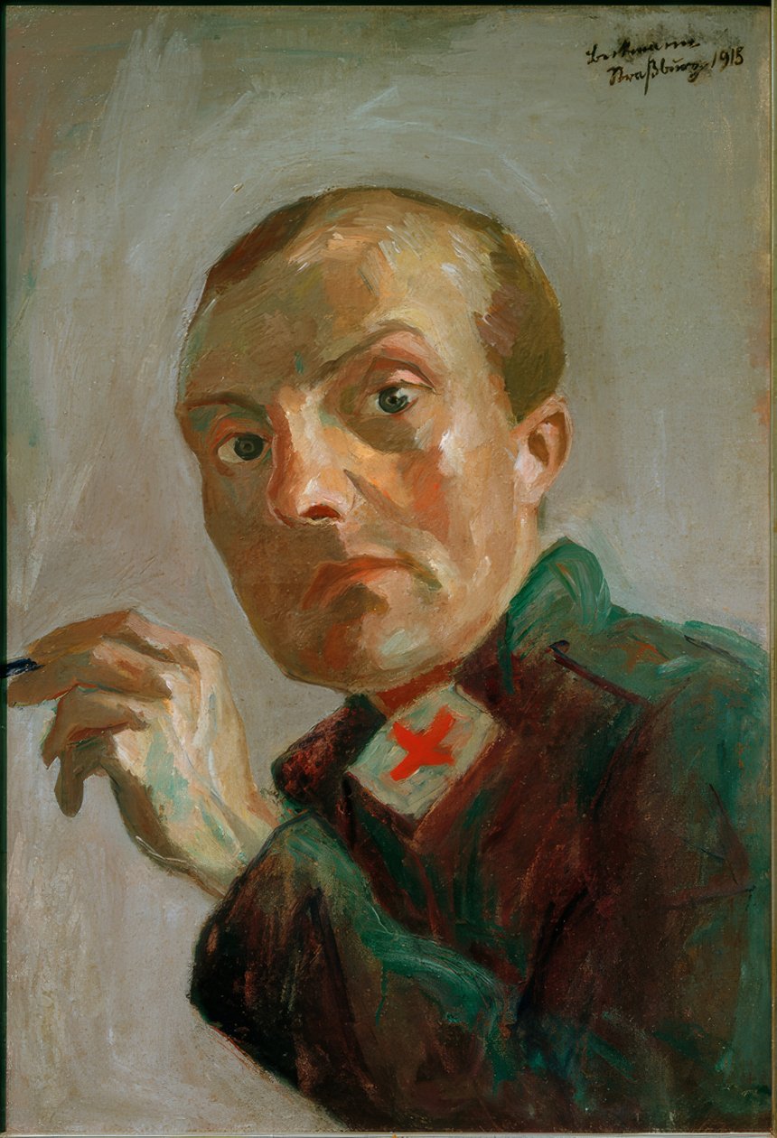 Zelfportret als verpleger door Max Beckmann