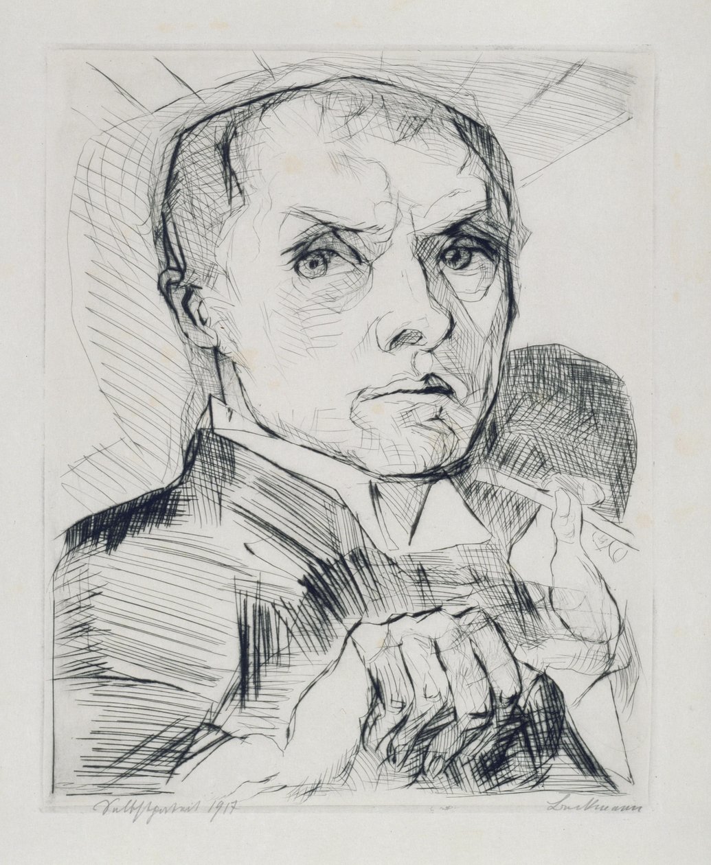 Zelfportret met stift (blad 19 uit „Gezichten“) door Max Beckmann