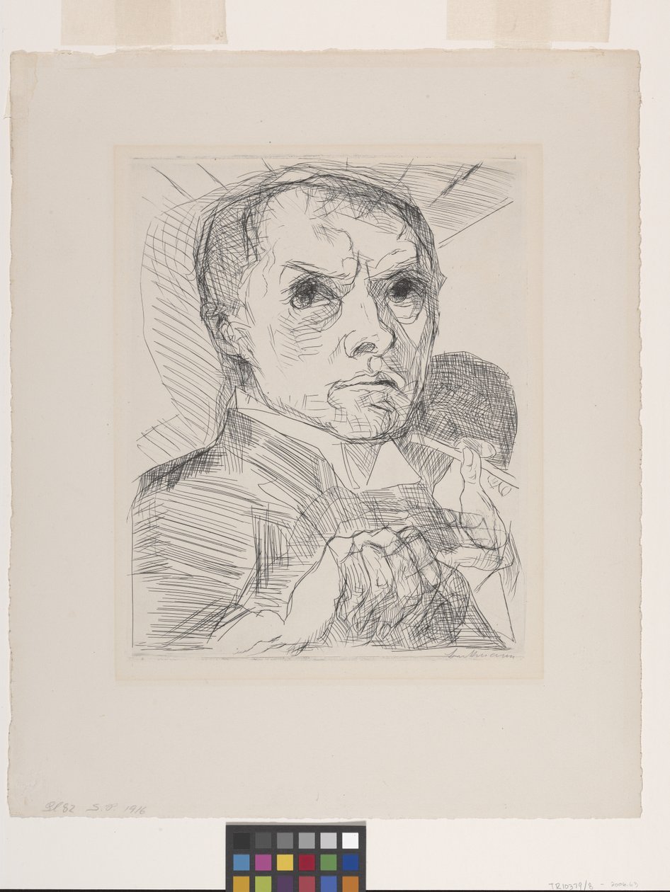 Zelfportret Met Stylus (Selbstbildnis Mit Griffel) door Max Beckmann