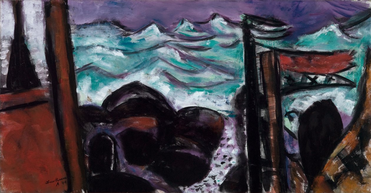 Kleine stormachtige zee door Max Beckmann