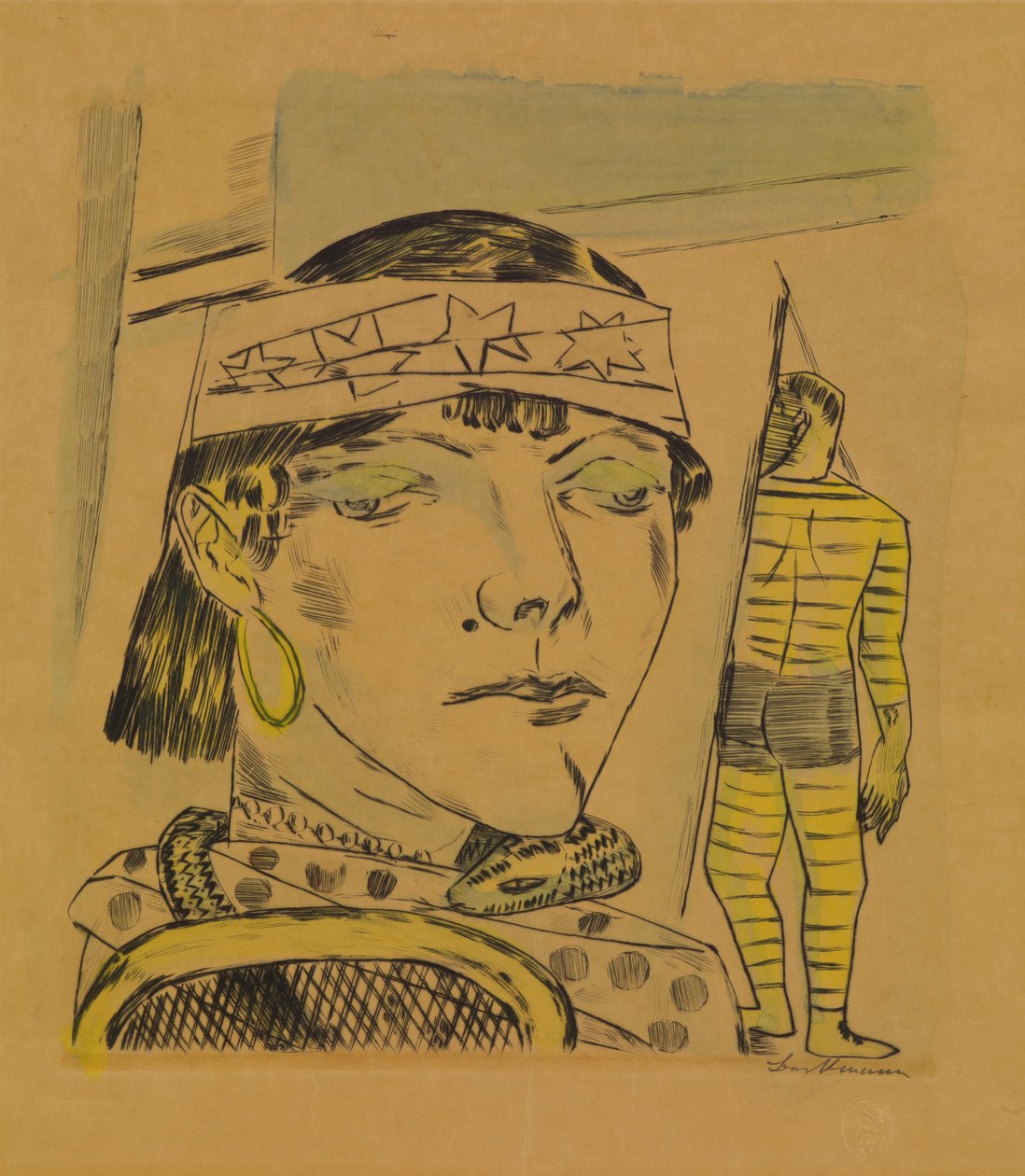 Schlangenfrau, von der Jahresmesse door Max Beckmann