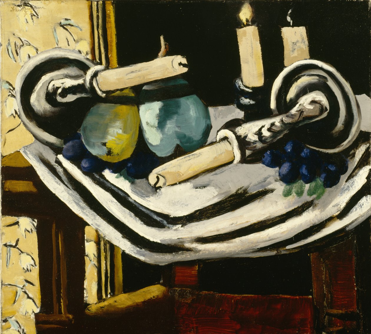 Stilleven met gevallen kaarsen door Max Beckmann