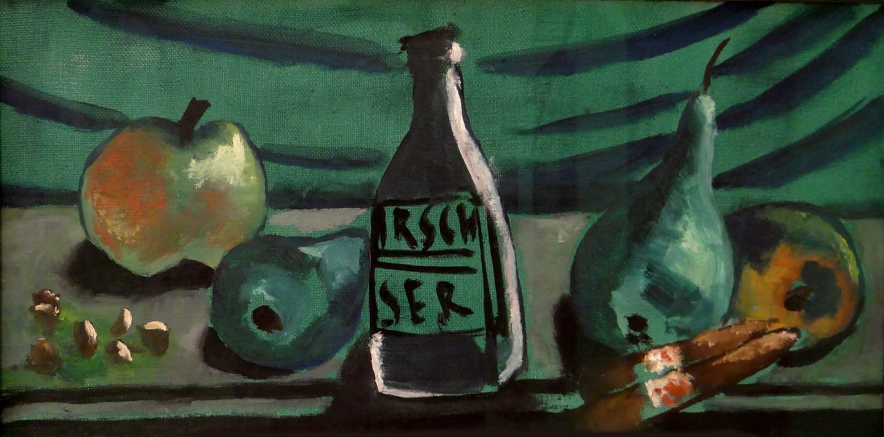 Stilleven met appel en peer (Stilleven met kirschfles) door Max Beckmann