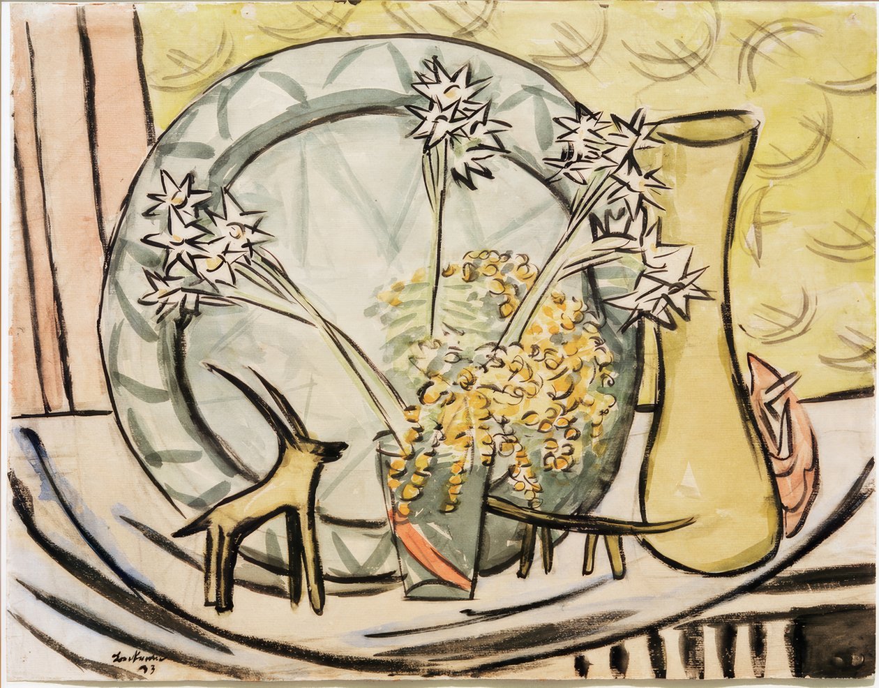 Stilleven met steenbok en narcissen door Max Beckmann