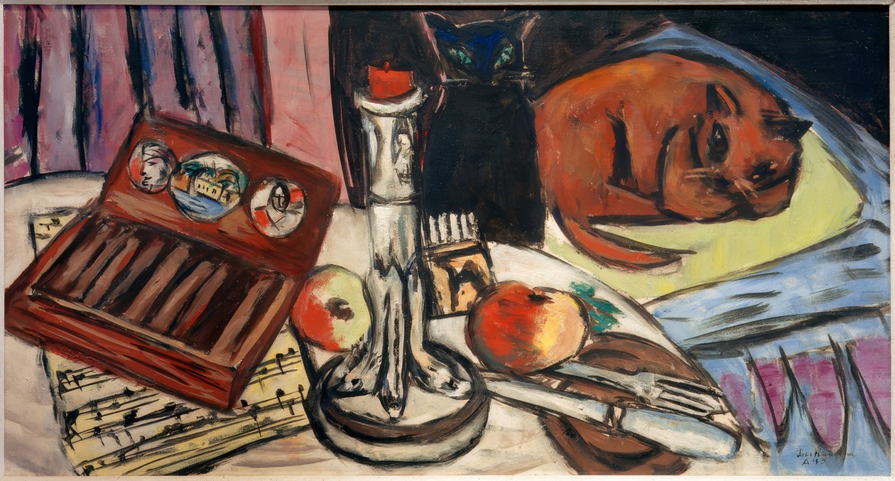 Stilleven met zilveren kandelaar door Max Beckmann