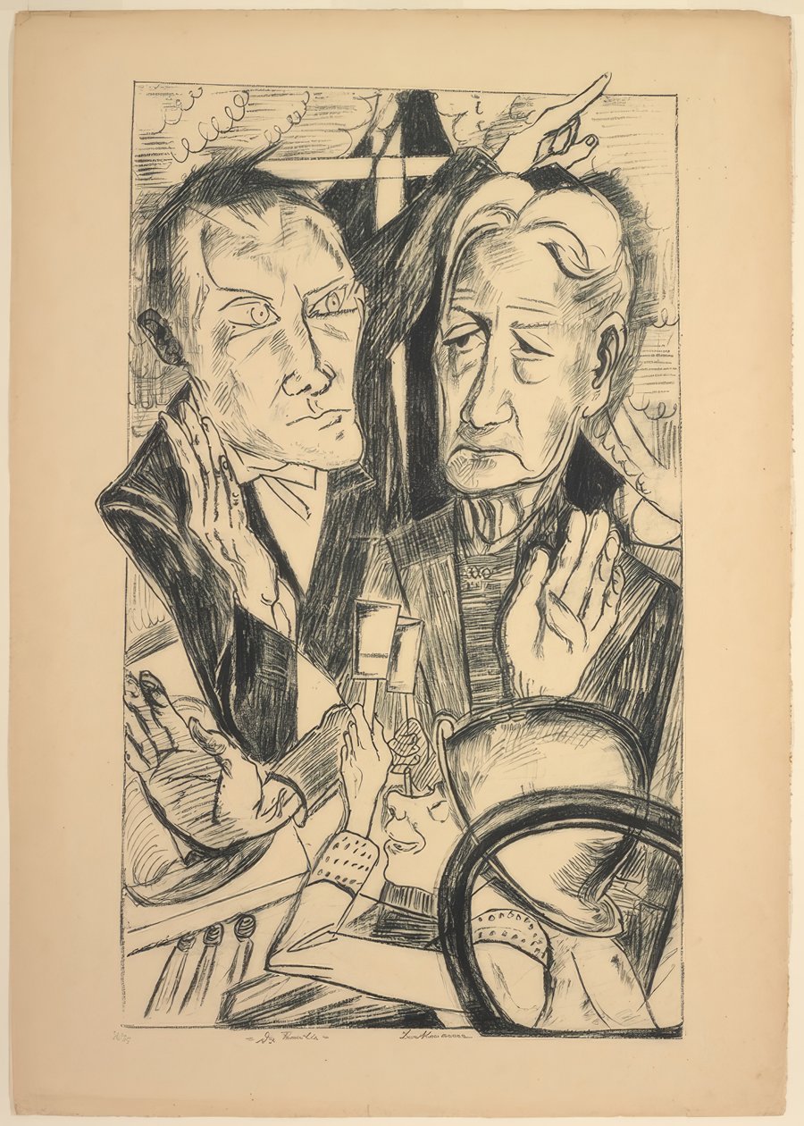 De familie, plaat elf uit Die Hölle door Max Beckmann