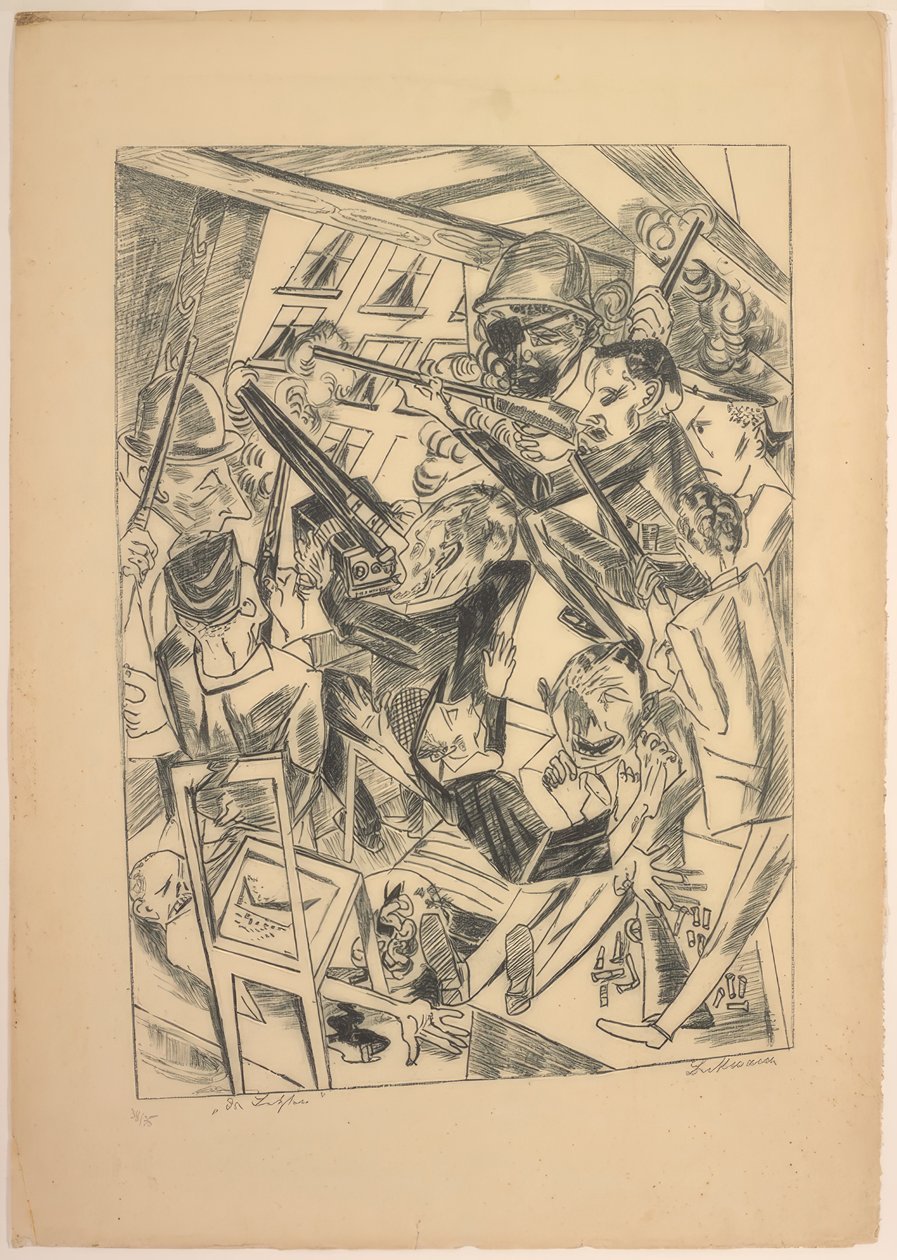 De Laatsten, plaat tien uit Die Hölle door Max Beckmann