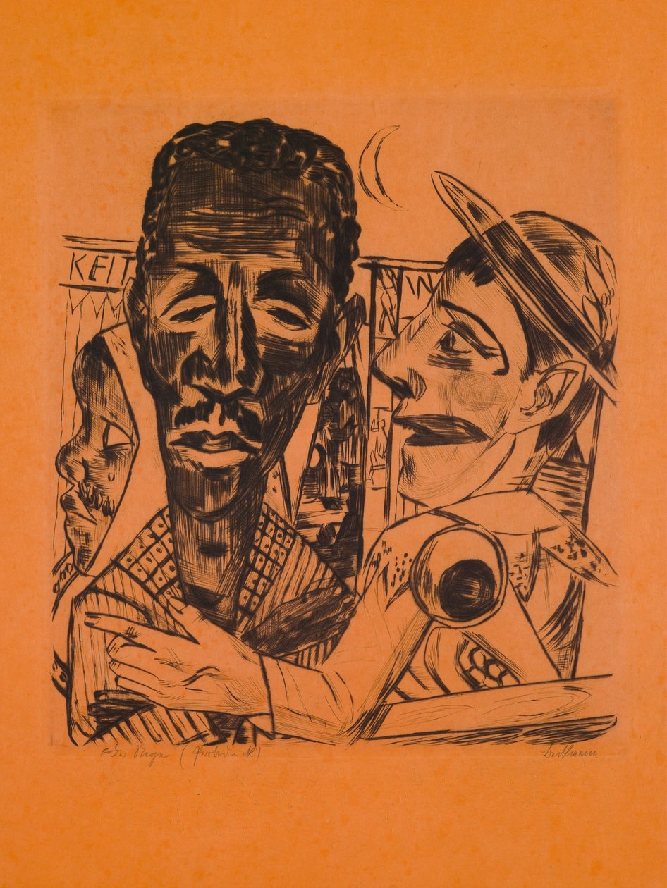 De zwarte man, plaat 6 uit de portfolio «Jaarmarkt» door Max Beckmann