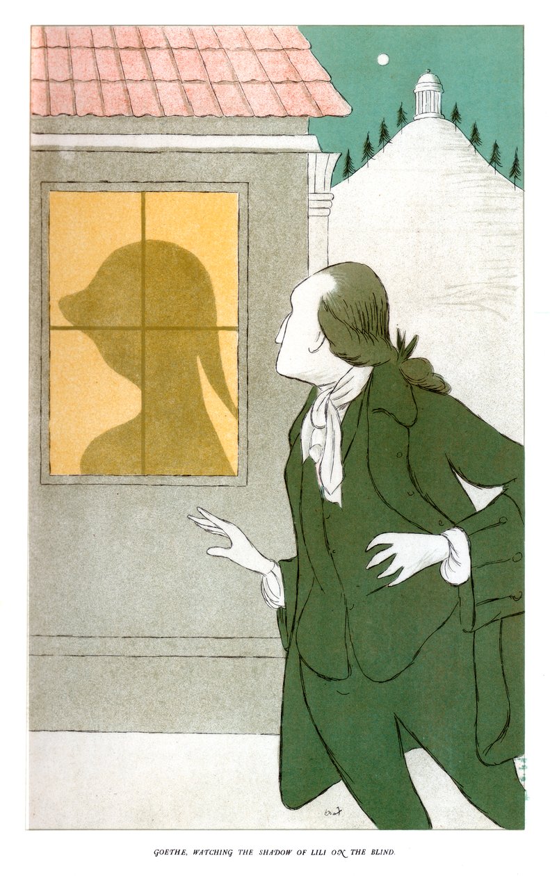 Goethe kijkt naar de schaduw van Lili op de jaloezie, 1904 door Henry Maximilian Beerbohm