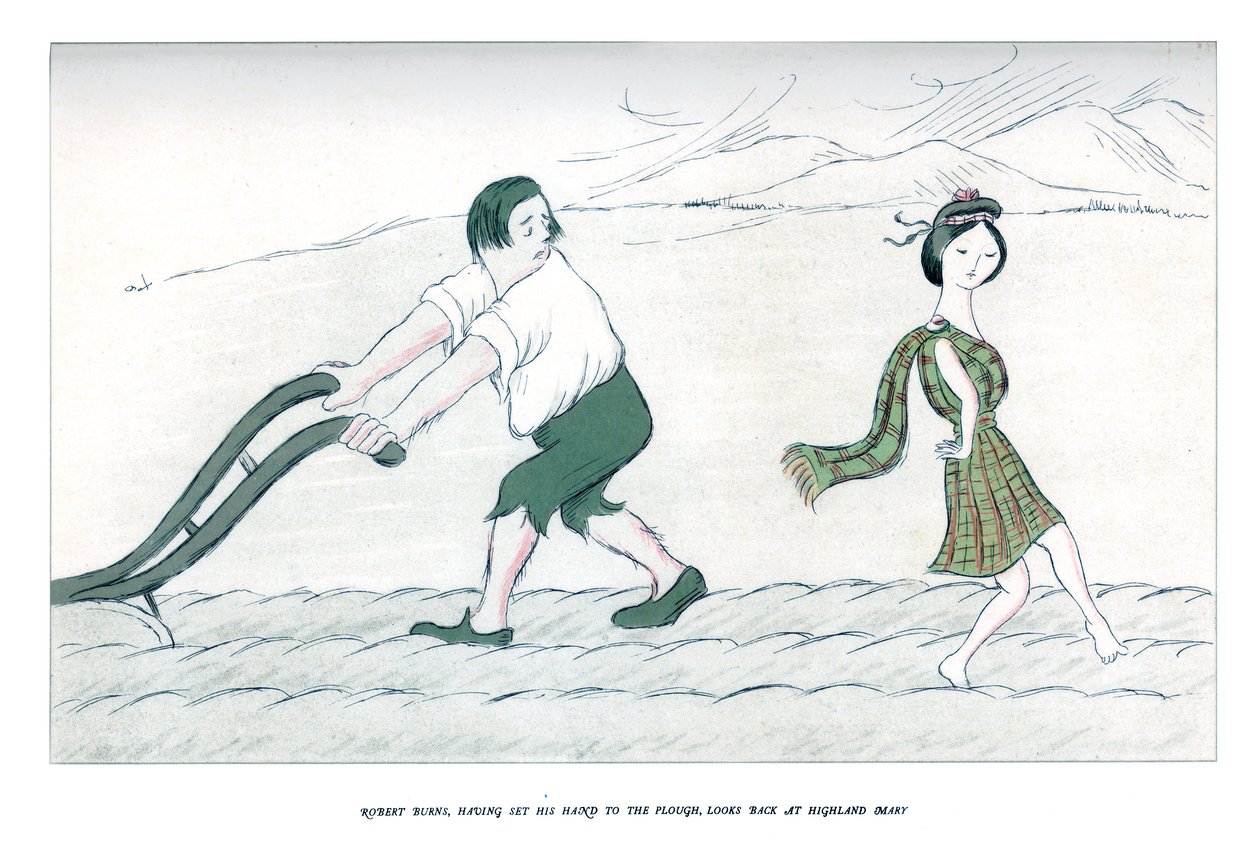 Robert Burns, nadat hij zijn hand aan de ploeg heeft gezet, kijkt terug naar Highland Mary, 1904 door Henry Maximilian Beerbohm