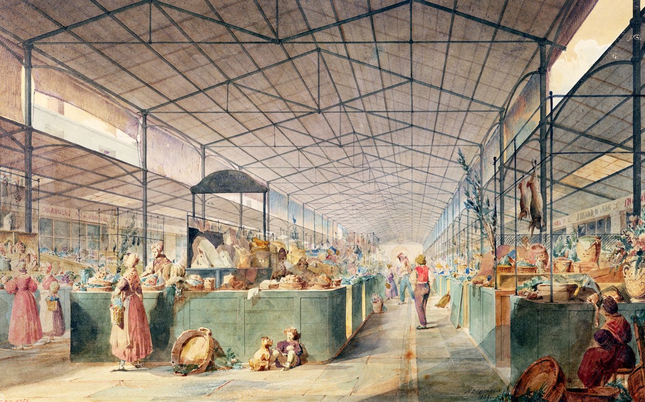 Interieur van Les Halles, 1835 door Max Berthelin