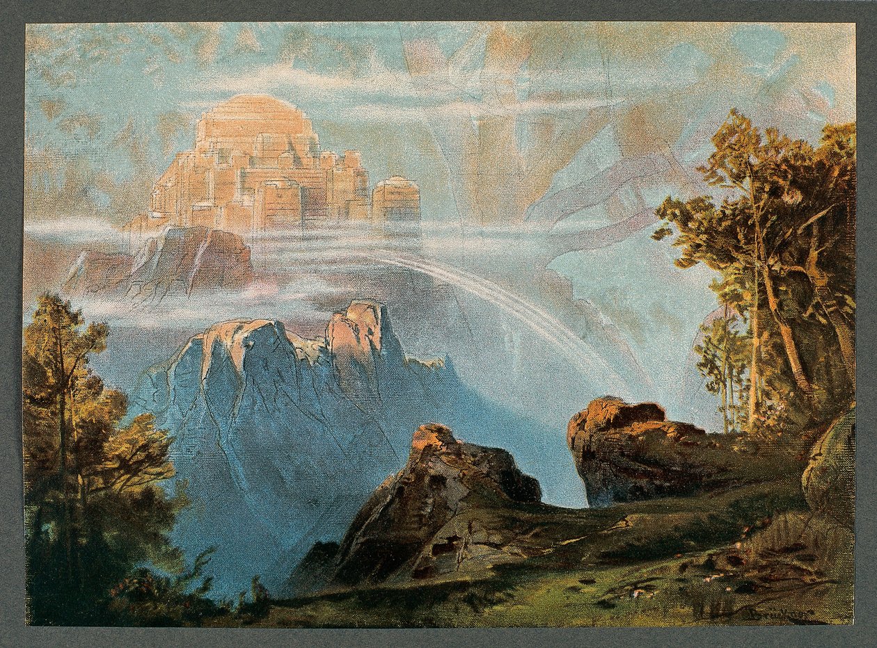 Frankrijk, Parijs, Decorontwerp voor act III van De Ring des Nibelungen - Het Rijngoud door Richard Wagner door Max Bruckner
