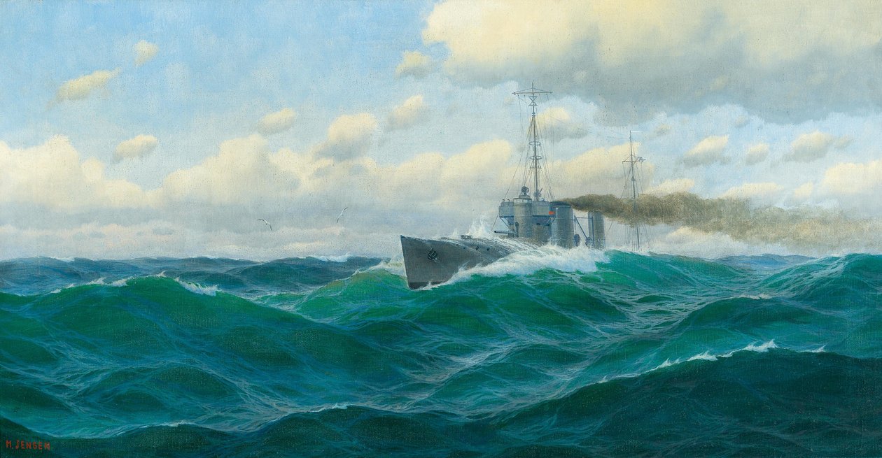 Duits: Kanonenboot auf hoher See Kanonneerboot op volle zee door Max Jensen