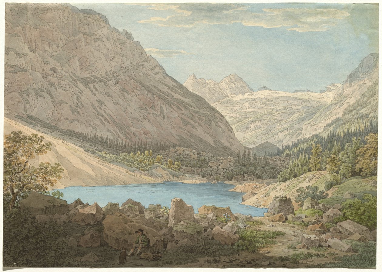 "Het Blauwe Zwembad" in het Reindal bij Garmisch door Max Joseph Wagenbauer