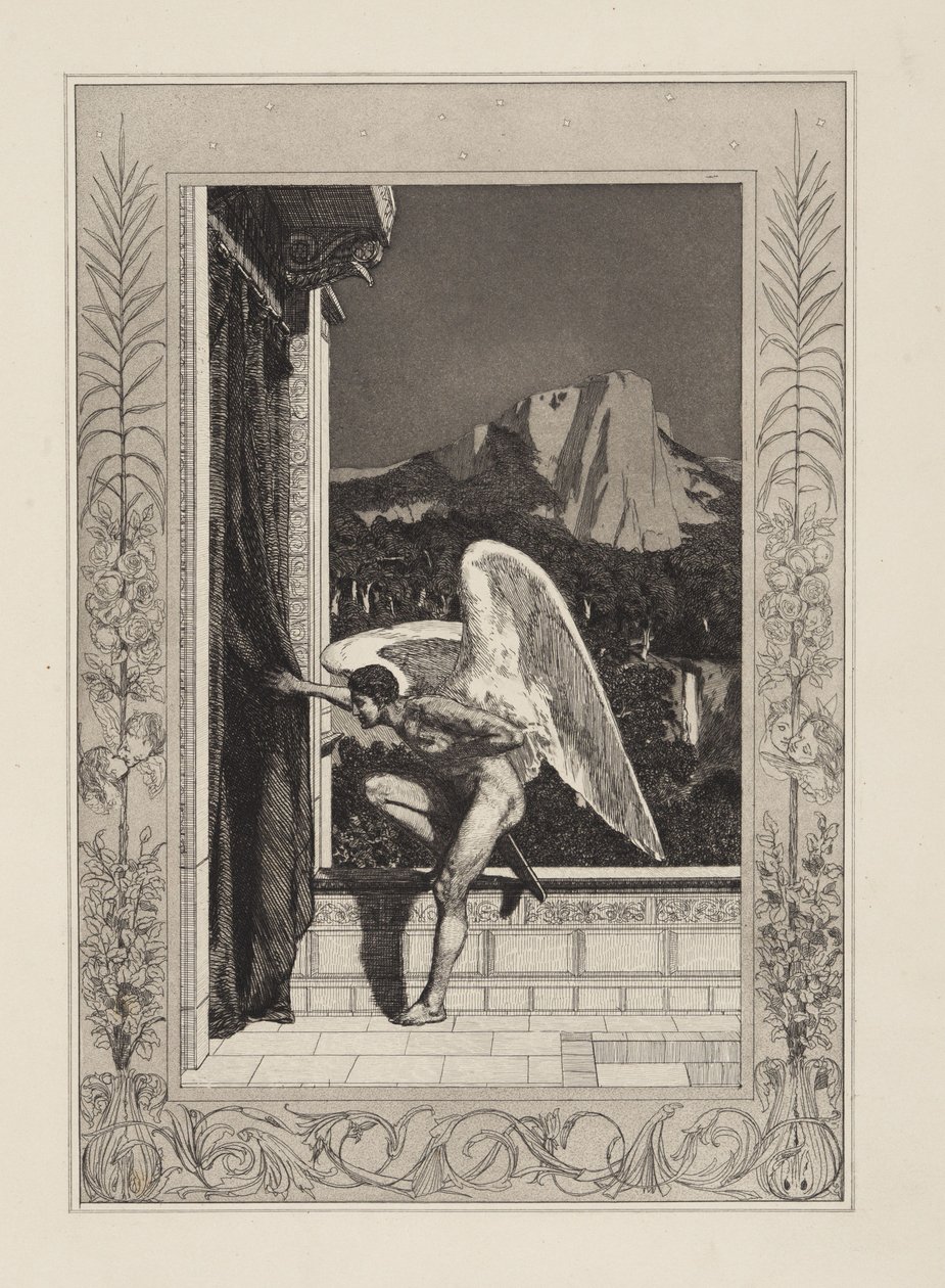 Amor komt eraan (Amor en Psyche, Opus V, blad 12) door Max Klinger
