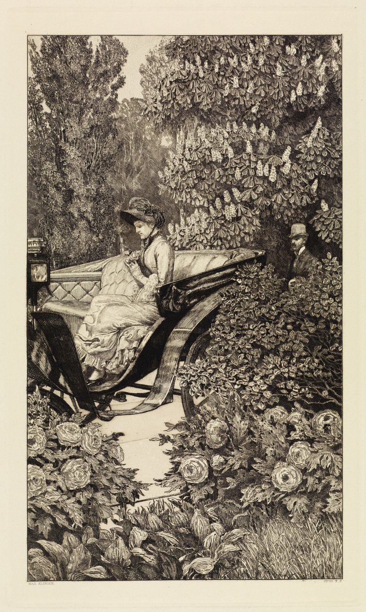Ontmoeting (Eerste ontmoeting) (Een liefde, opus X, blad 2) door Max Klinger