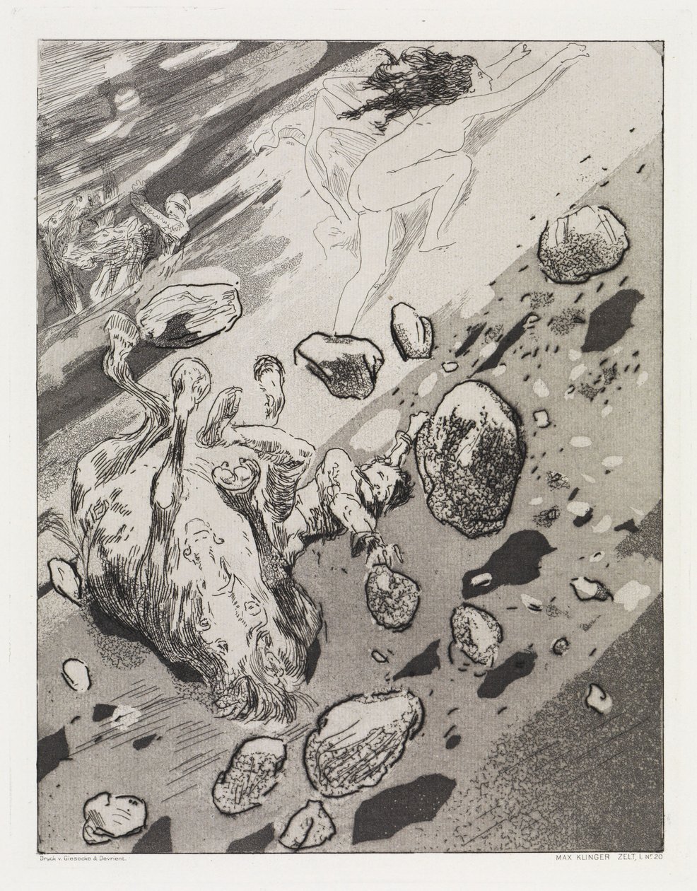 Bergstort (Tent, Opus XIV, deel 1, nr. 20) door Max Klinger