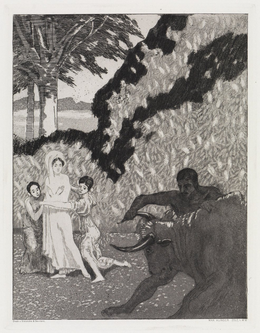 De stier (Tent, opus XIV, deel 1, nr. 6) door Max Klinger