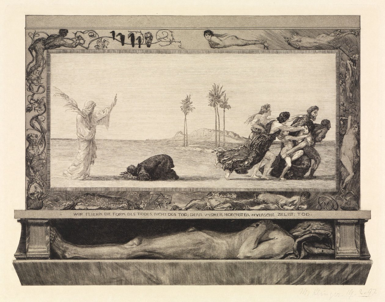 De dood als verlosser (Over de dood, Eerste deel, Opus XI, blad 10) door Max Klinger