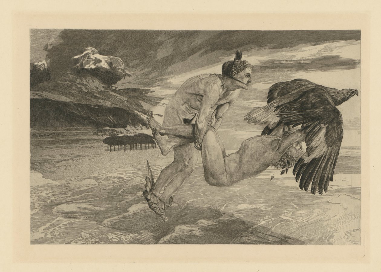 De ontvoering van Prometheus (uit: Opus XII. Brahmsfantasie) door Max Klinger